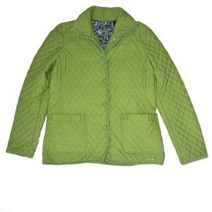 Liz Claiborne Green Quilted Button Snap Front Women’s Jacket Small